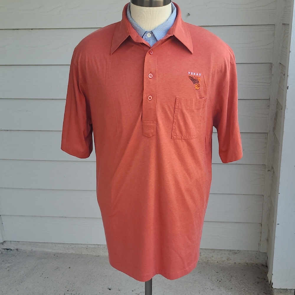 UNIVERSITY OF TEXAS Basketball Orange Cotton Blend XL Mens Polo Shirt VTG RARE‎